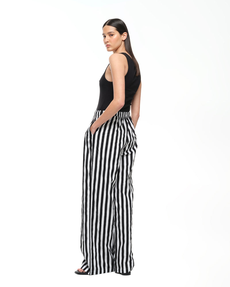White and black new arrivals striped palazzo pants