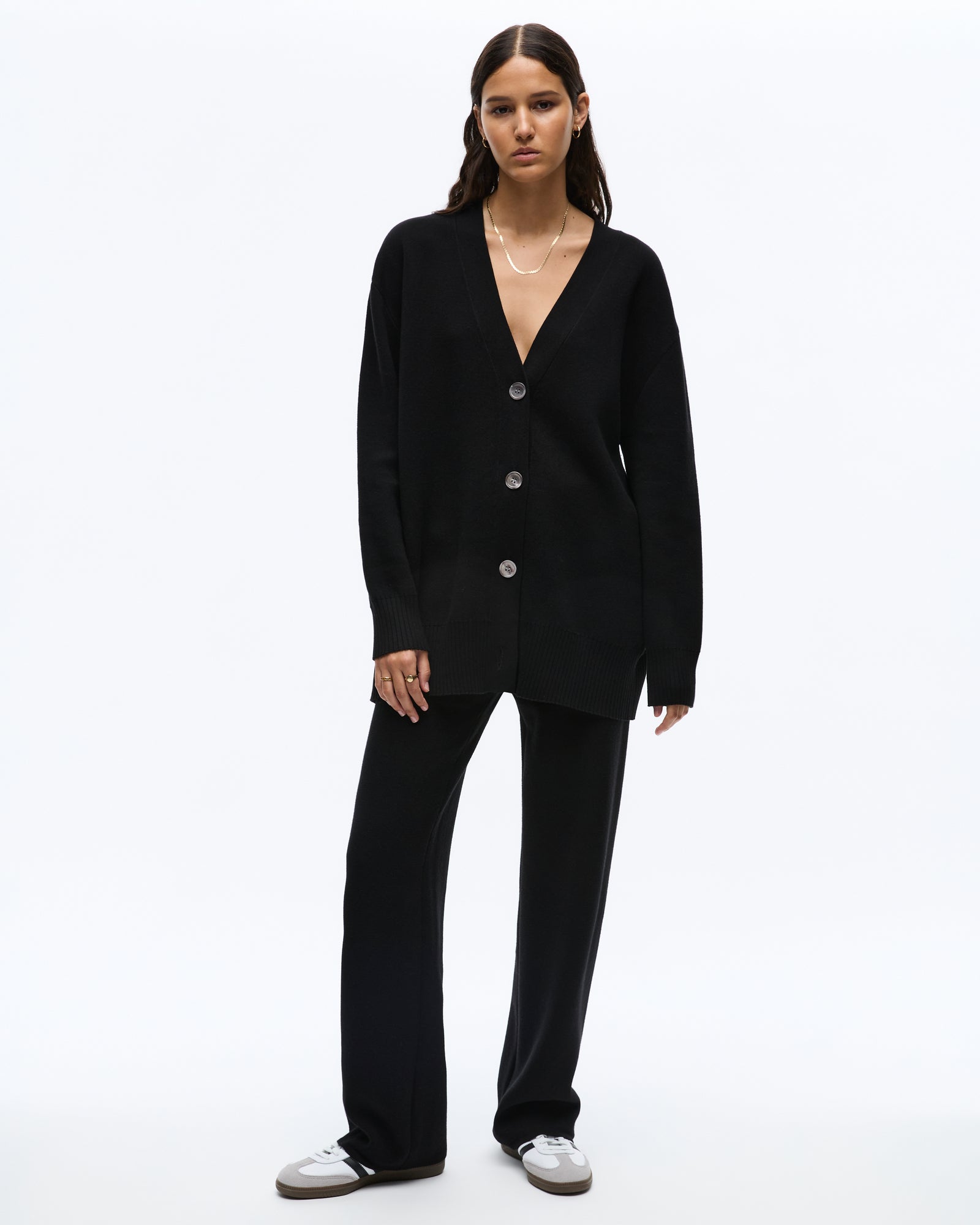 ジャケット WOOALONG Signature daily over fit knit cardigan black MUSINSA | WOOALONG Signature daily over fit knit cardigan