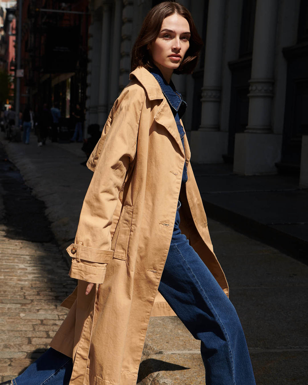 ☆One Pocket Oversized Trench Coat/KIMHEKIM☆ Shop Khaki Cargo Pocket Detail Oversized Trench Coat Online
